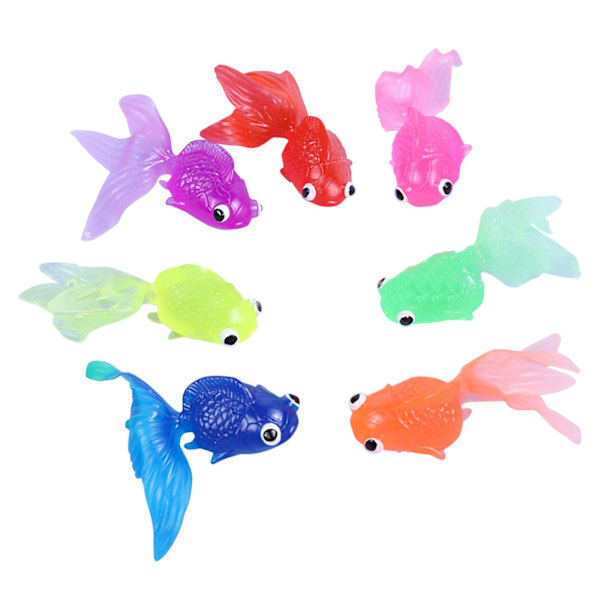 Mardi Gras-gåvor 7 st flytande simuleringsguldfisk 6,3 cm genomskinlig mjuk TPR flytande marin barnfisk fiskeleksak 242680[C]