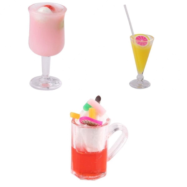 3 st 1:12 Skala Dockhus Juice Kopp Modell Leksaker (C)
