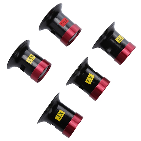 5-pack Förstoringsglas i Aluminiumlegering för Urmakare, Glaslins Förstoringsglas Loupe Tillbehör[C]