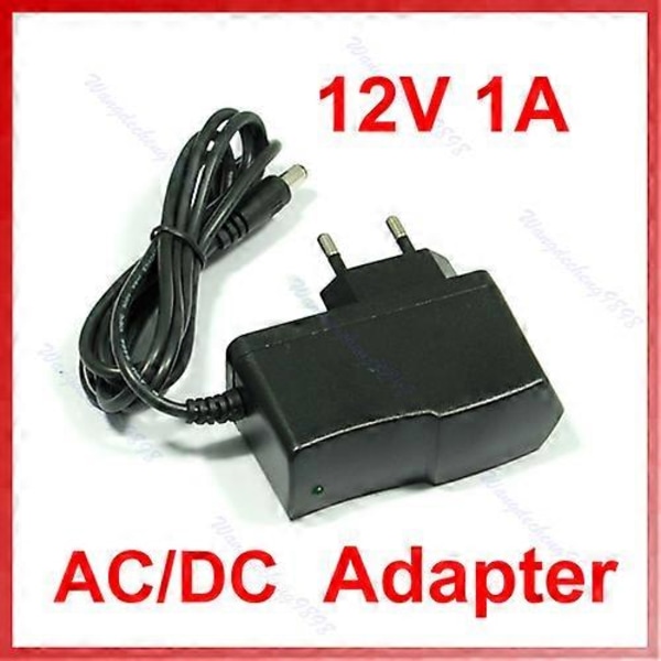 EU-kontakt 1000mA 12V 1A AC til DC Pluggadapter Strømforsyning EU