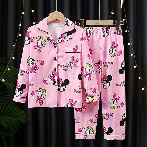 Barnpyjamas Sanrioed Söt Cinnamoroll Kuromi Cotton Pyjamas Långärmad Tecknad Barn Sovkläder Pojkar Flickor Hemkläder 10(105-115cm) PINK MINI