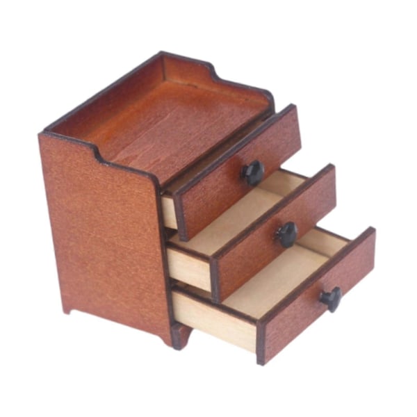 Mini Solid Tre Dukkehus Skap Miniatyr 3 Skuffer