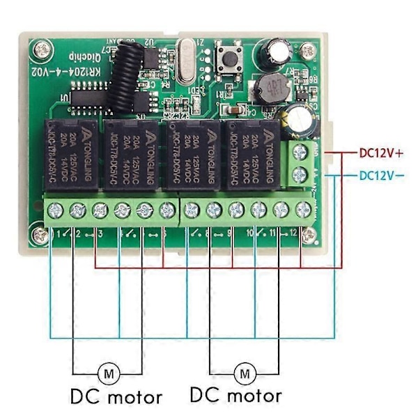DC12V 24V 4CH Fjernkontrollbryter 433M Mottakskontroll Fireveis Relémodul (FCC)