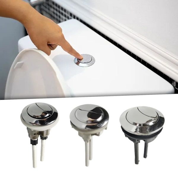 Toalett Dubbelspolningsknapp Toalett Cistern Spolning Ersättning Silver (C)