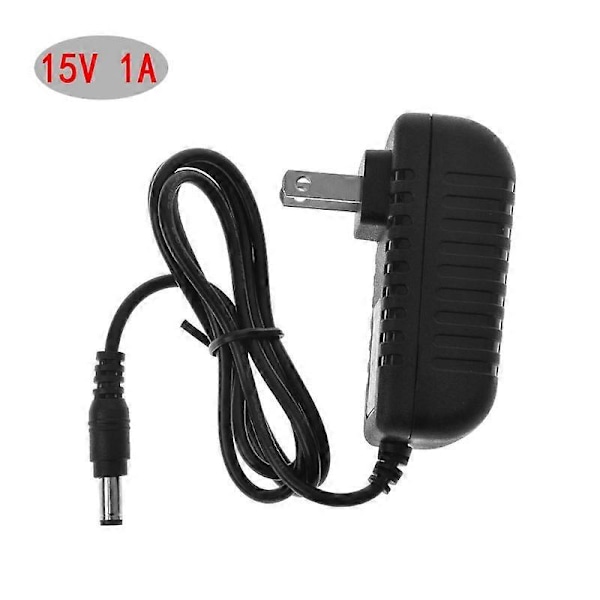Universal Mains AC/DC 15V 1A 5.5x2.5mm Plugg Strømforsyning Adapter Vegglader (FCC)