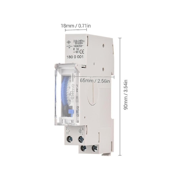 Mekanisk 24-timmars timerbrytare AC 220-240V 15 minuters intervall 96 gånger på/av programmerbar elektrisk timer DIN-skena installation reläbrytare