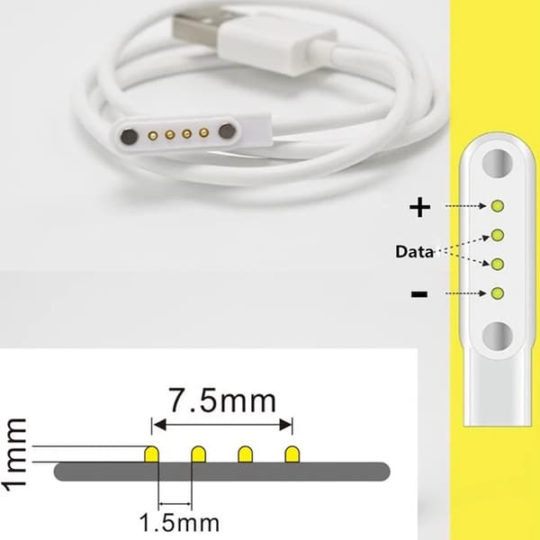 Opladerkabel USB 2.0 han til 4-pin magnetisk opladerkabelledning