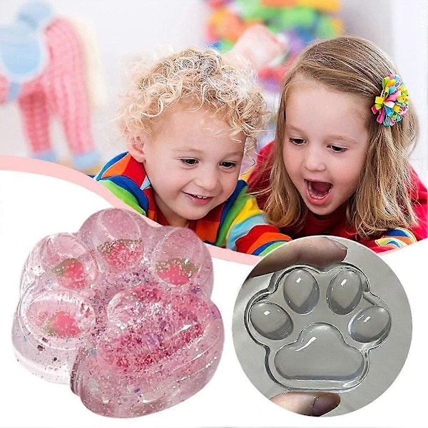 Kawaii Katttass-Squeezeleksak Mjuk Realistisk Gelé Glittrande Katteklor Leksaker