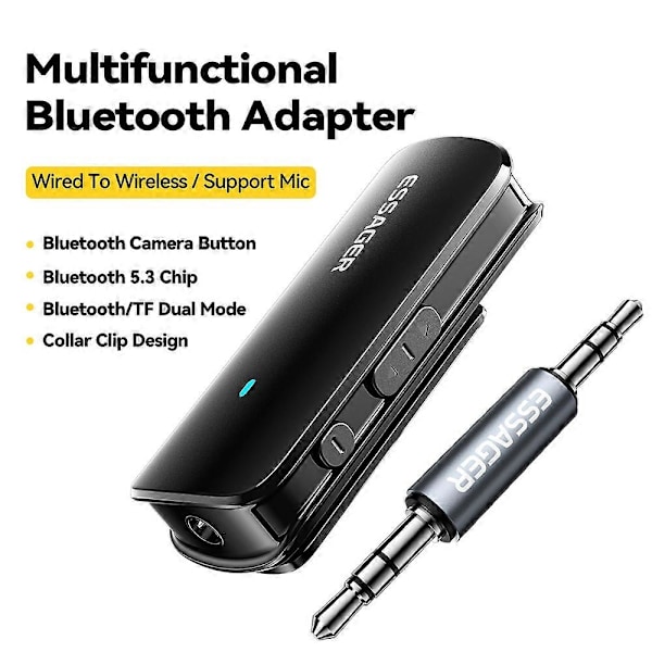 ESSAGER ES-BT09 Monitoiminen Bluetooth-sovitin Kannettava langallinen langattomaan BT5.3 Lavalier (C)