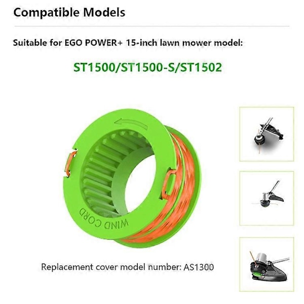 2 ST Ersättningsspole Kompatibel För EGO POWER+ Grästrimmer Trådrulle AS1300 (C)