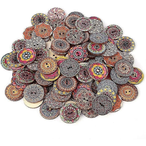 Vintage Sekalaiset Puiset Napit - 100 kpl (C)