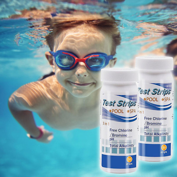 in1 Testremsor för Pool Klor pH-värde Alkalinitet Vattenanalysator Pooltester Brom