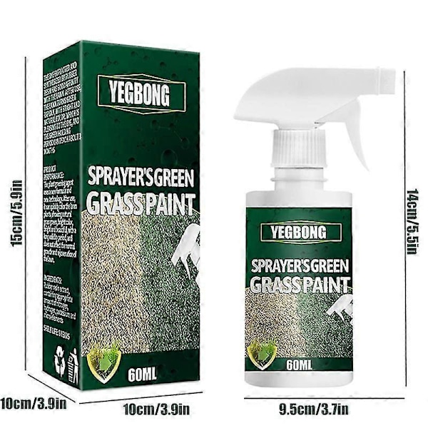 Vihreä nurmikkosuihke koiranpissalaikkujen korjaamiseen - Pitkäkestoinen, käyttövalmis nurmikonmaali, peittää ruskean nurmen, 60 ml pullo_EPE (C)