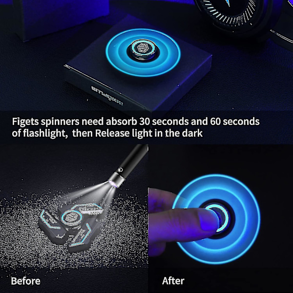 Wabjtam Fidget Spinners, Metall Finger Spinners Leke med Lysende Lys, Aurora Grå