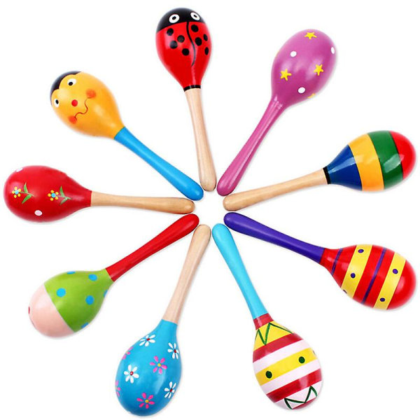 Trä Maraca Skallror Baby Barn Utbildnings Musikinstrument A0S0 Shaker