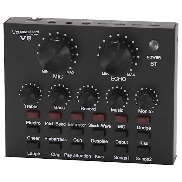 V8 Ljudkort Audio Set Interface Extern USB Live Mikrofon Ljudkort Bluetooth-funktion för Co