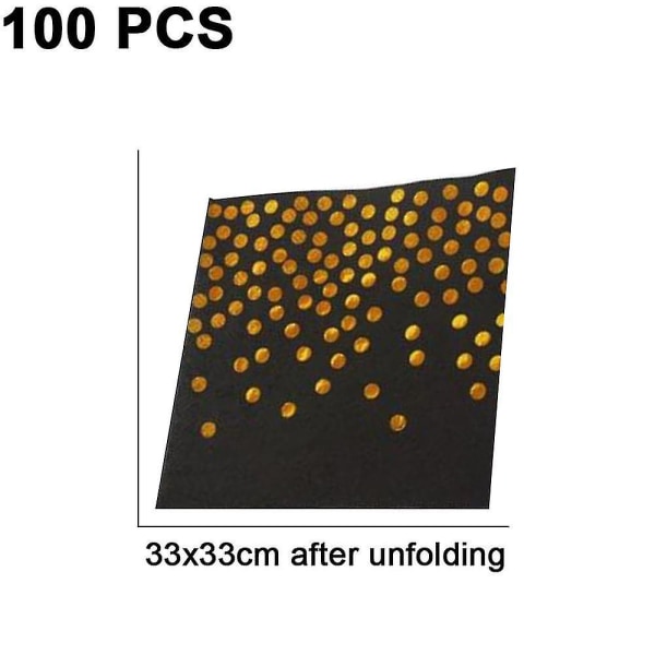 100-pack Cocktailservetter - 3-lagers Lyxiga Pappers Servetter - Engångs Dryckes Bröllopsservetter[C] Black
