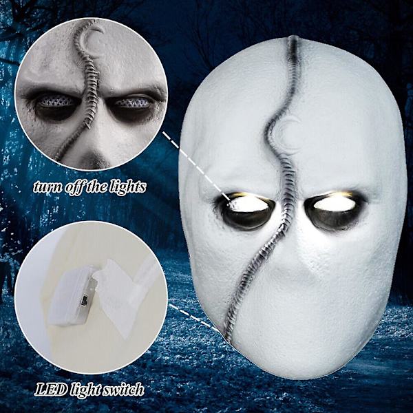 Moon Knight Marc Specto LED-mask Cosplay Latexhjälm Fest Halloween Bar Tillbehör
