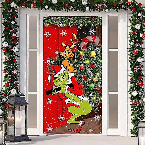 Grinch Juldekorationer Grinch Dörröverdrag God Grinchmas Dörröverdrag