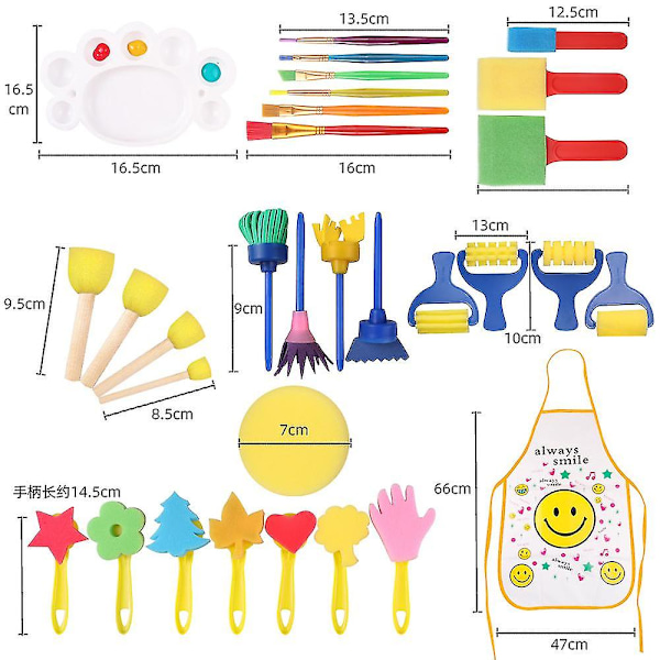 Fingerfärgssvampar för barn, svampmålningspenselset
