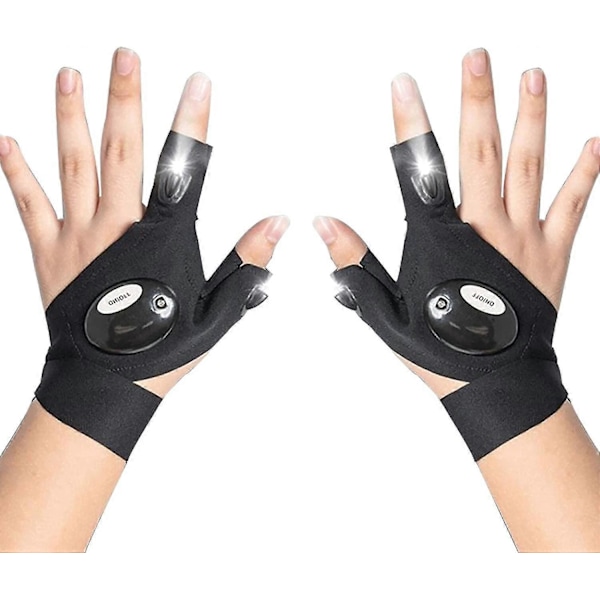 LED-ficklampshandskar, presenter till män LED-handskar med vattentäta lampor, handsfree fingerlampor handskar fiskepresenter