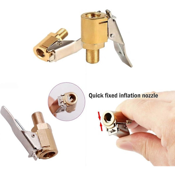 2-delad bil däckventil adapter, 8 mm mässingsspets pump uppblåsningsventil klämma anslutningsadapter