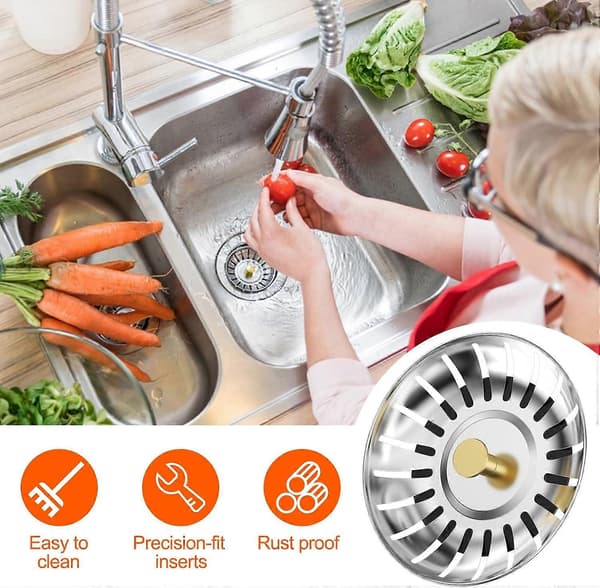 Rostfritt Stål Diskbänksil 77mm 2-Korg Set Gummitätning