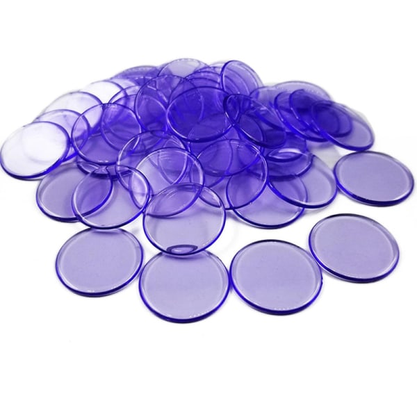 Haloppe 100st 19mm Bingo Chips Transparent Color Counting Math Game Counters Markers Dark Purple 100pcs