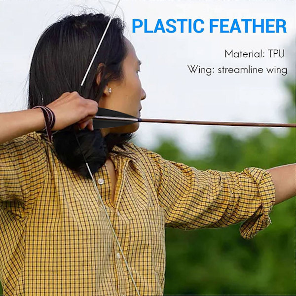 Pilar Fjädrar 4 Tum Plast Fletching 50-pack (Svart) (C)