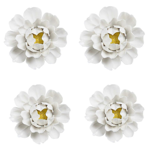 3D Keramiska Blommor 4-delars Set Väggdekoration