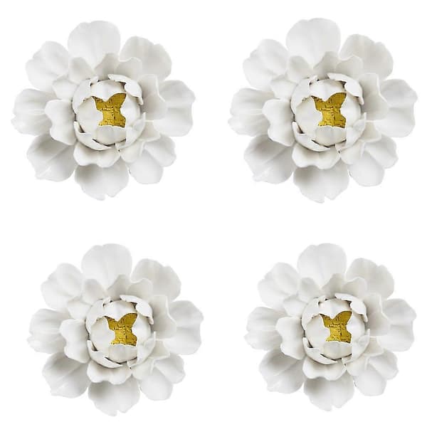 3D Keramiske Blomster 4-delt Sæt Vægdekoration