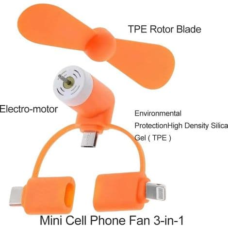 Mobiltelefonventilator. Mini universalventilator. Stille ventilator til mobiltelefoner og tablets.[C]