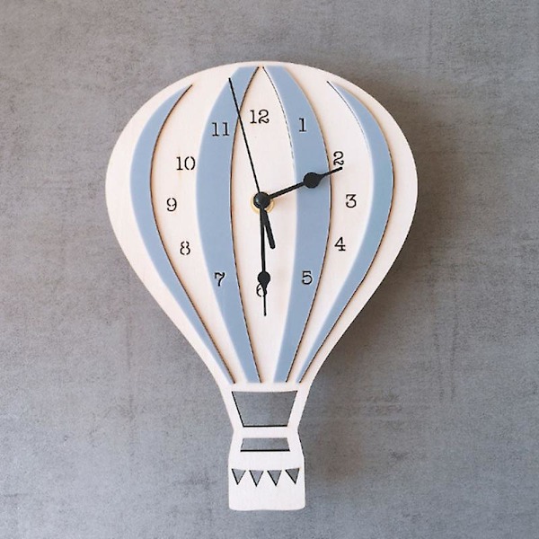 Nordisk Stil Børnetegning Varmtluftballon Ur Lydløs Ur Vægur Unikke Gaver Hjem De