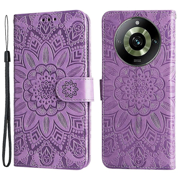Läderplånboksfodral med solrosmönster för Realme 11 Pro 5G/11 Pro+ 5G - Skyddande Flip-fodral med stativ Multicolor, Purple Style C