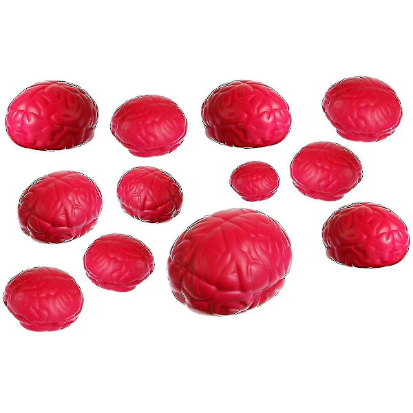 12 st Stressbollar i Hjärnform - Handmuskelträning, Tryckboll, Hjärnleksak, Rolig Stressavlastning, Recog