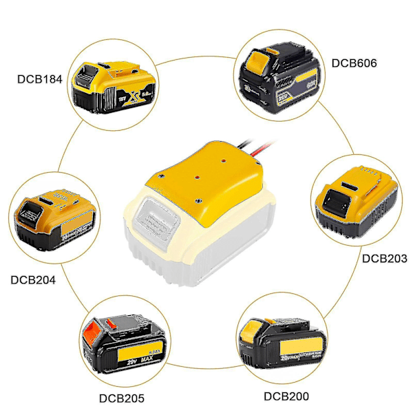 Strømbatteriadapter som passer til Dewalt 18/20V batteri, Batteriadapter for RC, leketøy, lastebil, 12 Gauge Robotics, DIY strømforsyningsomformer med Fixi