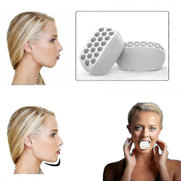 Alg 2 st Jawline Träningsboll Muskelträning Fitnessboll Nacke Ansikte Tonande Käkövning - färgvit (C)