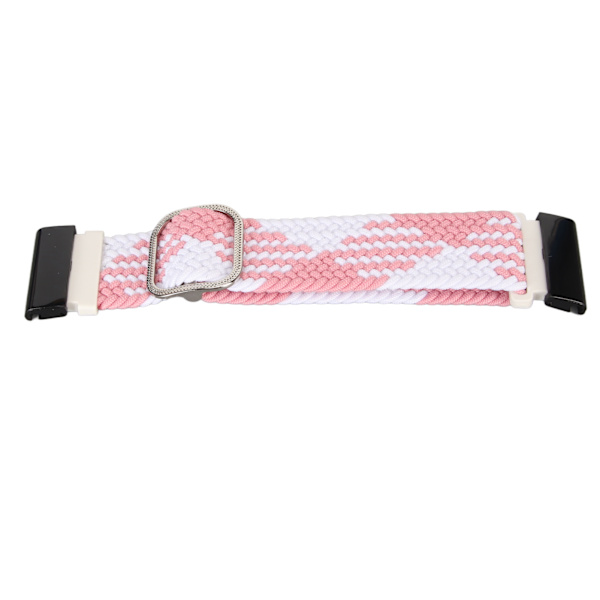 Nylon klokke erstatningsreim Elastisk Pustende Veving Justerbar 26mm Spenne Klokkebånd for Vertix 2 Rosa Hvit[C]