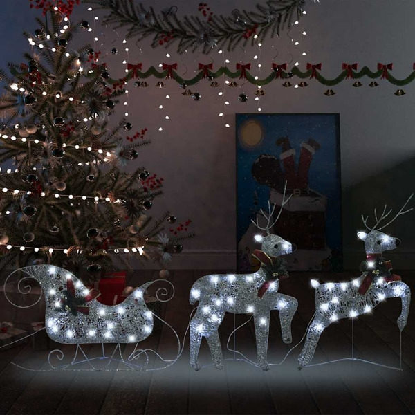 Rendekorationssläde 60 LED Silver