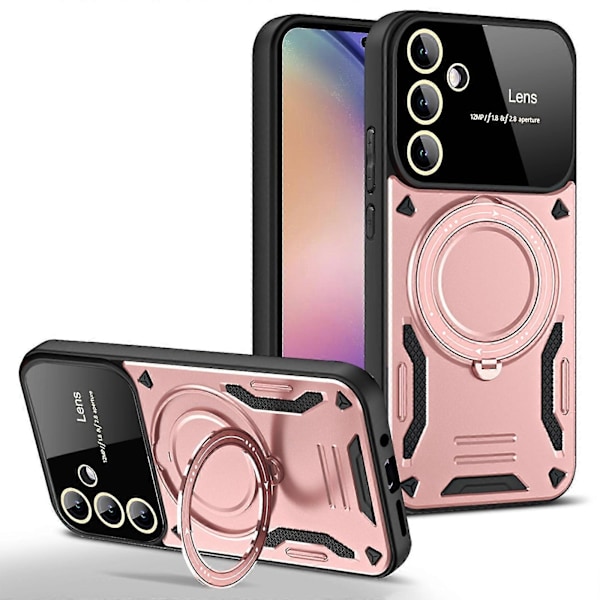 Til Samsung Galaxy A55 5G Cover Kompatibel med MagSafe PC+TPU Støttefod Telefon Cover Rose Gold