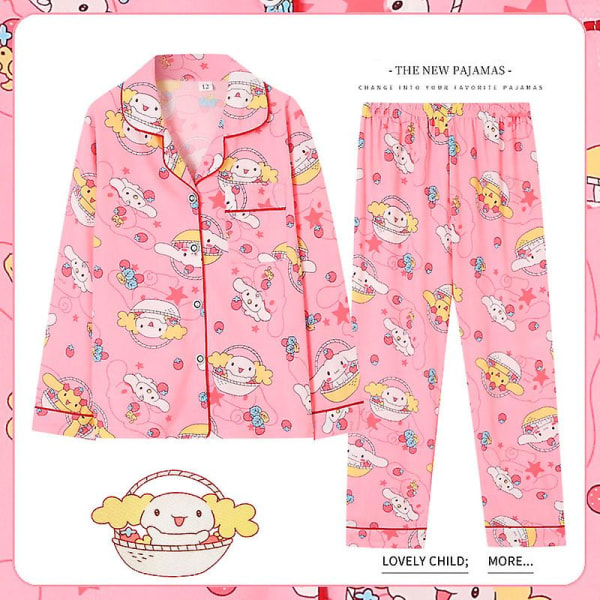 Barnpyjamas Sanrioed Söt Cinnamoroll Kuromi Cotton Pyjamas Långärmad Tecknad Barn Sovkläder Pojkar Flickor Hemkläder 10(105-115cm) KUROMI