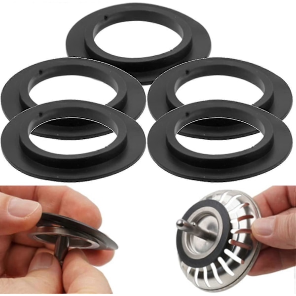 O-ring tetning i gummi, 5 stk. badekarpropptetninger, kjøkkenvask snap-gummitetningsskive kompatibel med Franke kurvfilterpropper kompatibel med 82 83mm-mxbc