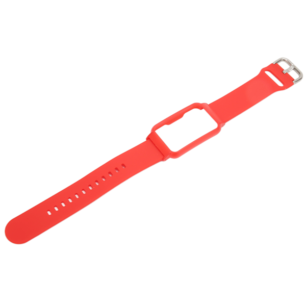 Watch Band with Case 20mm Waterproof Soft Silicone Adjustable Size Lightweight for OPPO Free Red + Red Shell[C]