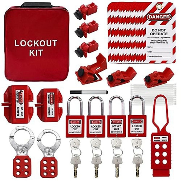 Lockout Tagout Kit, Clamp-on Circuit Breaker Lockout, Säkerhetshänglås, Lockout Tag, universal Circuit Breaker Lockout Red