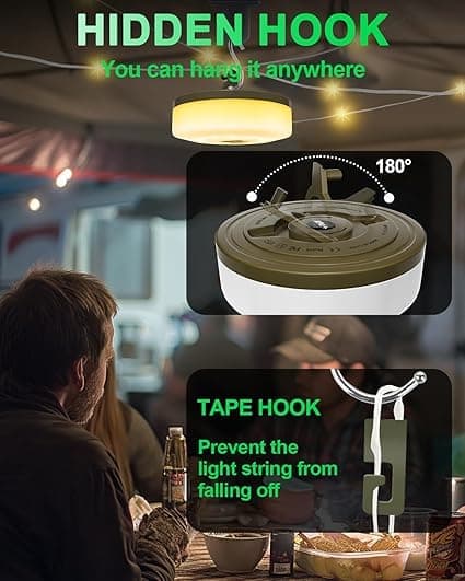 Utendørs Vanntett 10M USB Oppladbar Campinglampe med 4 Effekter og 3 Moduser