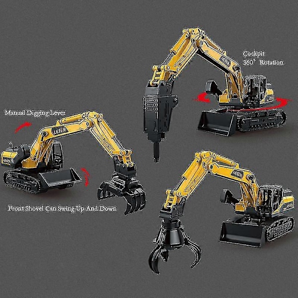 Legetøjsbil Dreng Stor Ingeniørbil Gravemaskine Bulldozer Griber Jordbor Model