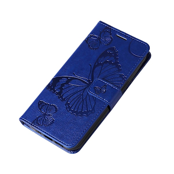 Lærtelefonveske for Nokia C12 4G/C12 Plus/C12 Pro, Stativlommebok med trykt design Blue Style B Nokia C12 4G