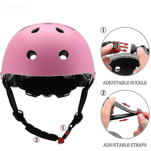 Set med 7 st skyddsutrustning för barn, hjälm och knäskydd, pojkar och flickor, justerbar hjälm för barn, knä- och armbågsskydd för cykling, skridskoåkning, skateboard