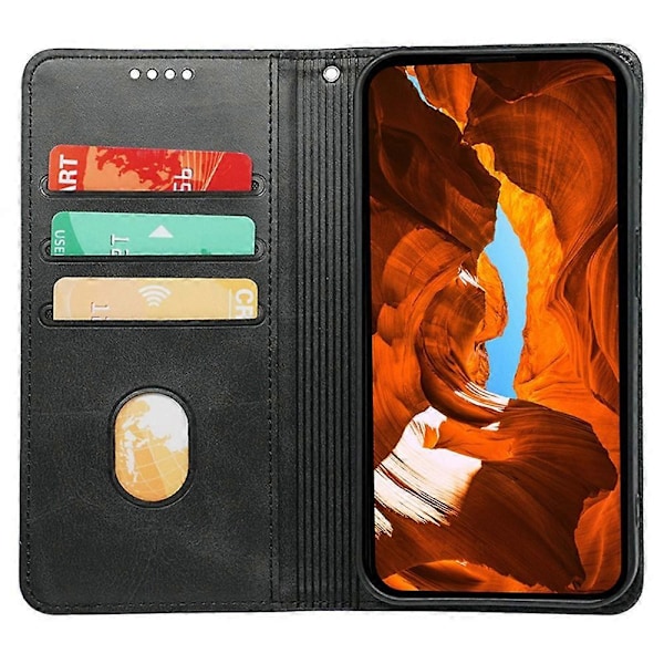 Til Motorola Edge 50 Pro 5G Etui med Skjult Magnetisk Lukning Kalveskindstekstur Læder Telefon Cover - Multicolor Black