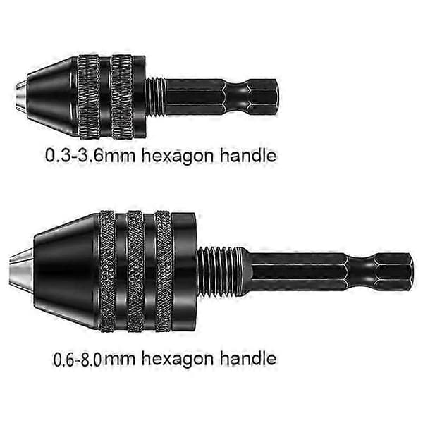 Hex Shank Nøglefri Borepatron 2 stk - Hurtigskift Borebidsadapter